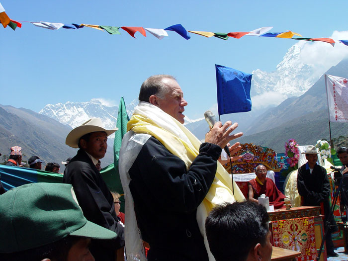 Peter Hillary, son of Sir Edmund and guest of honor at Tengboche, presented the Hillary Medal